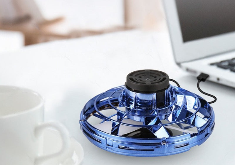 Mini jouet interactif de décompression gyroscopique du bout des doigts, drone LED de type OVNI, hélicoptère volant, jouet rotatif pour enfants