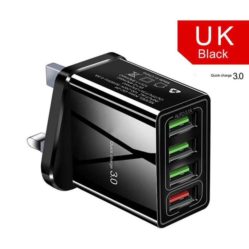Chargeur de téléphone portable 4 USB éclairé, tête de charge 3 A