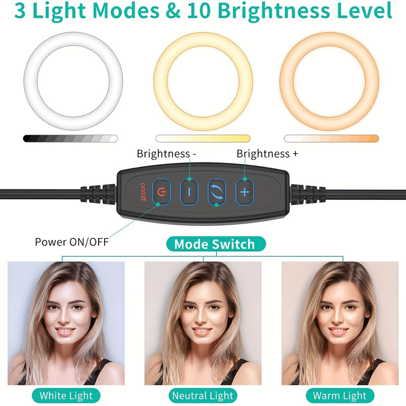 🌟 Selfie Ring Fill Light avec Support Trépied