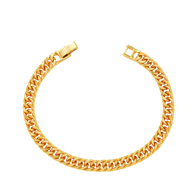 Bracelet en cuivre plaqué or pour homme et femme, bijou de couple, collier gourmette en alliage