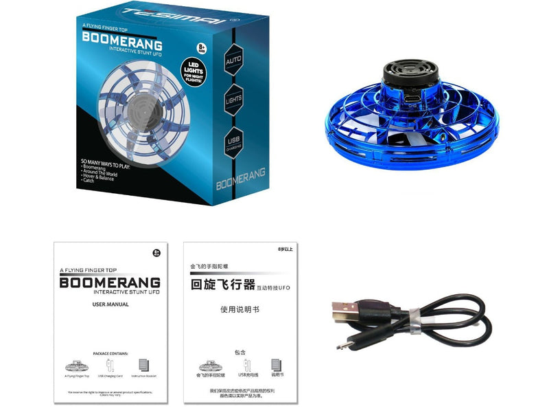 Mini jouet interactif de décompression gyroscopique du bout des doigts, drone LED de type OVNI, hélicoptère volant, jouet rotatif pour enfants