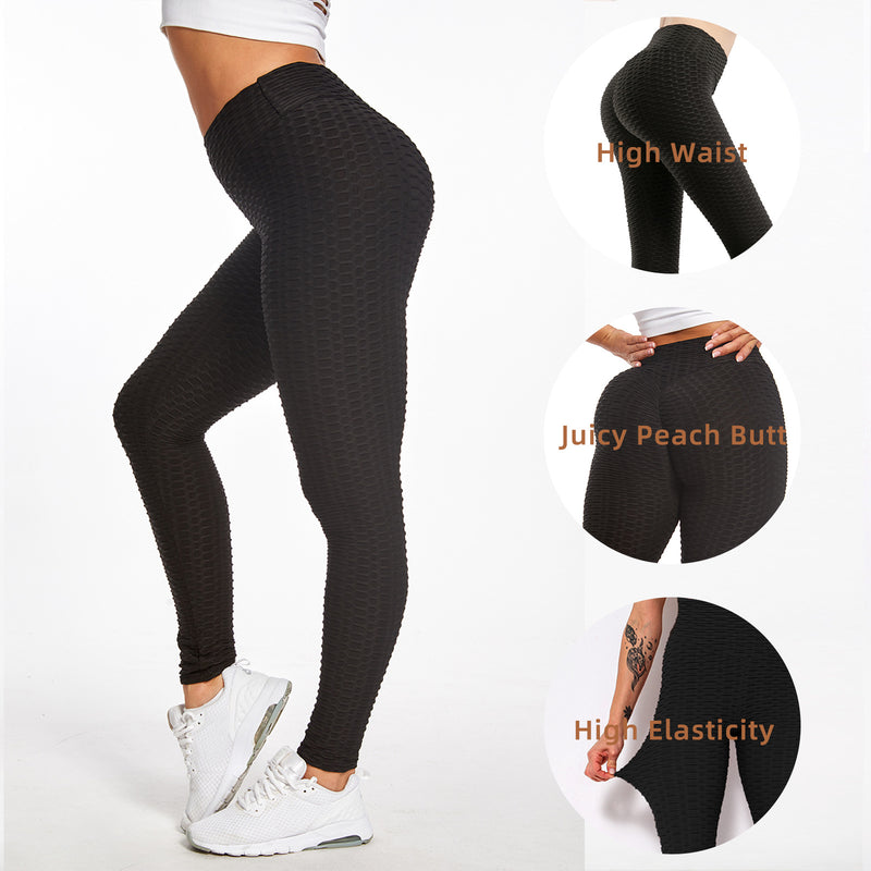 Leggings TIK Tok pour femmes, leggings texturés à bulles, pantalons de yoga rehausseurs de fesses, noir, Amazon Banned