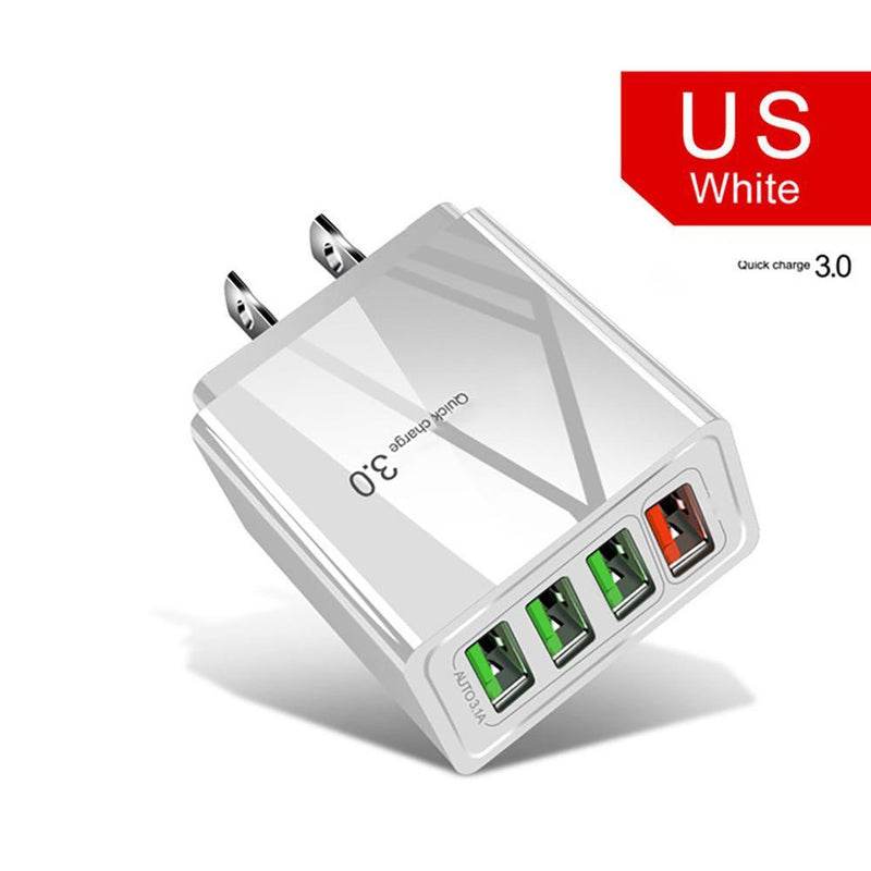 Chargeur de téléphone portable 4 USB éclairé, tête de charge 3 A