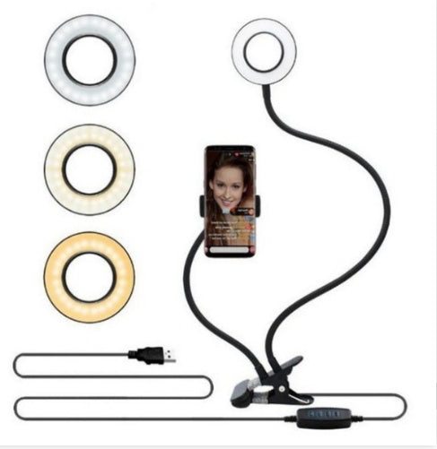Anneau lumineux LED pour selfie, éclairage de maquillage réglable en direct, support de 8 cm