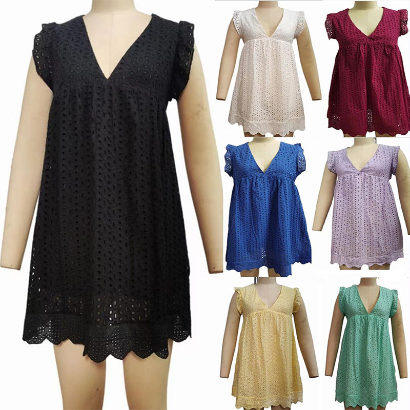 Peignoir Dentelle Jacquard Découpé V-cou