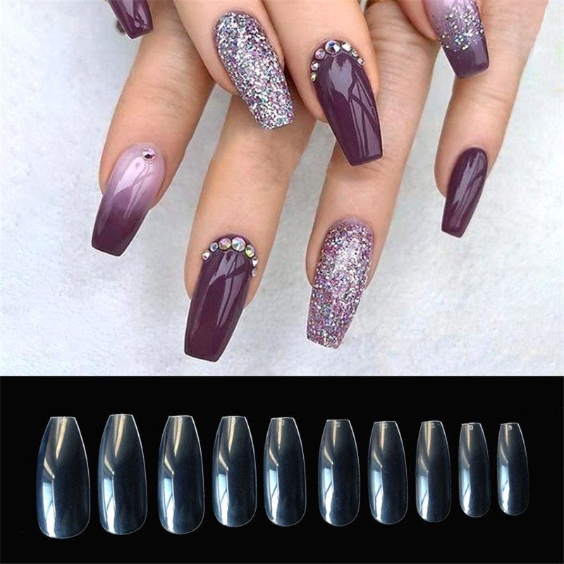 500 faux ongles naturels transparents
