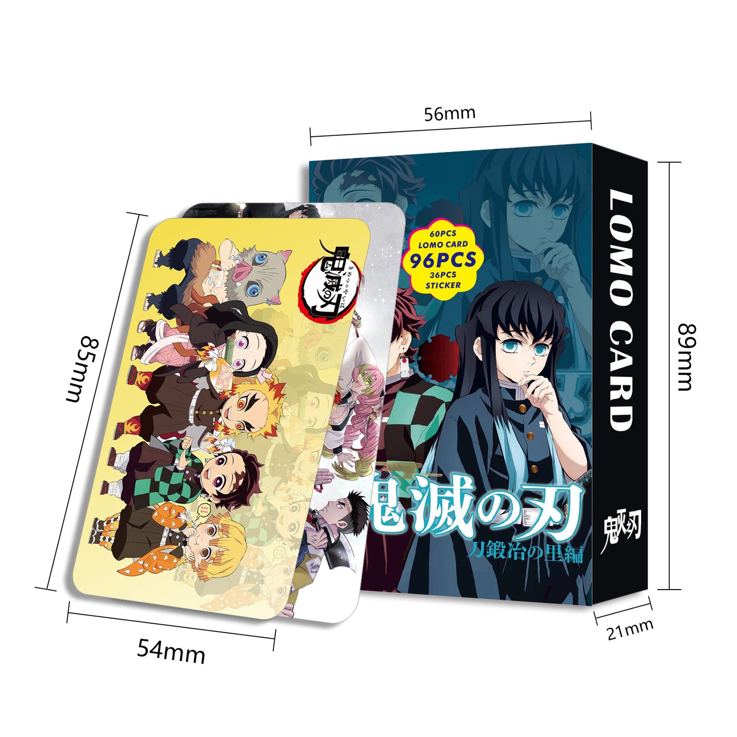 Cartes Lomo de l'anime japonais Demon Slayer One Piece, 1 paquet de 96 pièces, jeux de cartes avec cartes postales et messages, cadeau pour les fans, collection de jeux et jouets