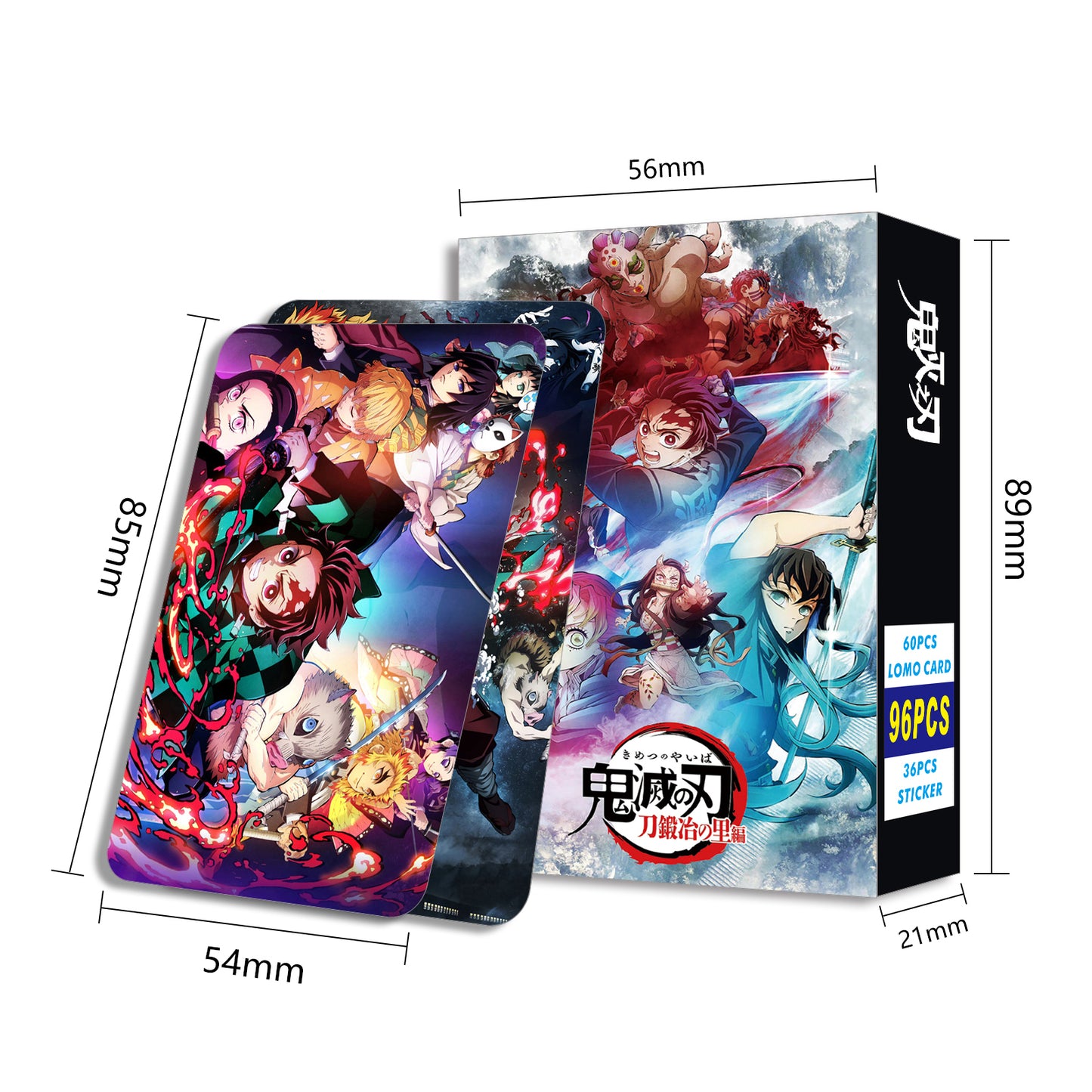 Cartes Lomo de l'anime japonais Demon Slayer One Piece, 1 paquet de 96 pièces, jeux de cartes avec cartes postales et messages, cadeau pour les fans, collection de jeux et jouets
