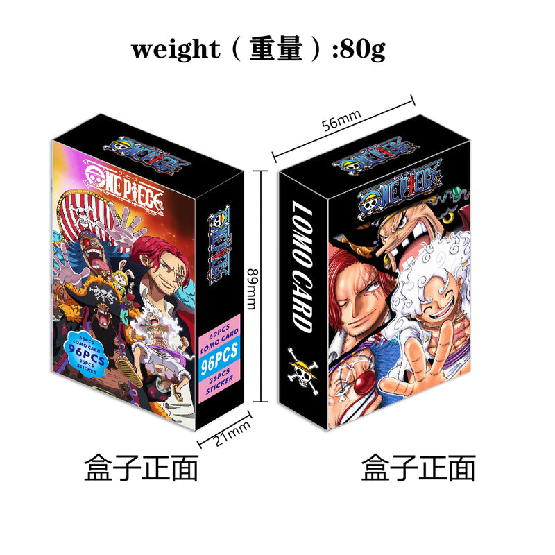 Cartes Lomo de l'anime japonais Demon Slayer One Piece, 1 paquet de 96 pièces, jeux de cartes avec cartes postales et messages, cadeau pour les fans, collection de jeux et jouets