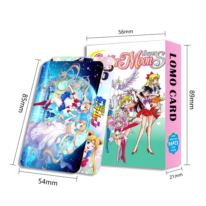 Cartes Lomo de l'anime japonais Demon Slayer One Piece, 1 paquet de 96 pièces, jeux de cartes avec cartes postales et messages, cadeau pour les fans, collection de jeux et jouets