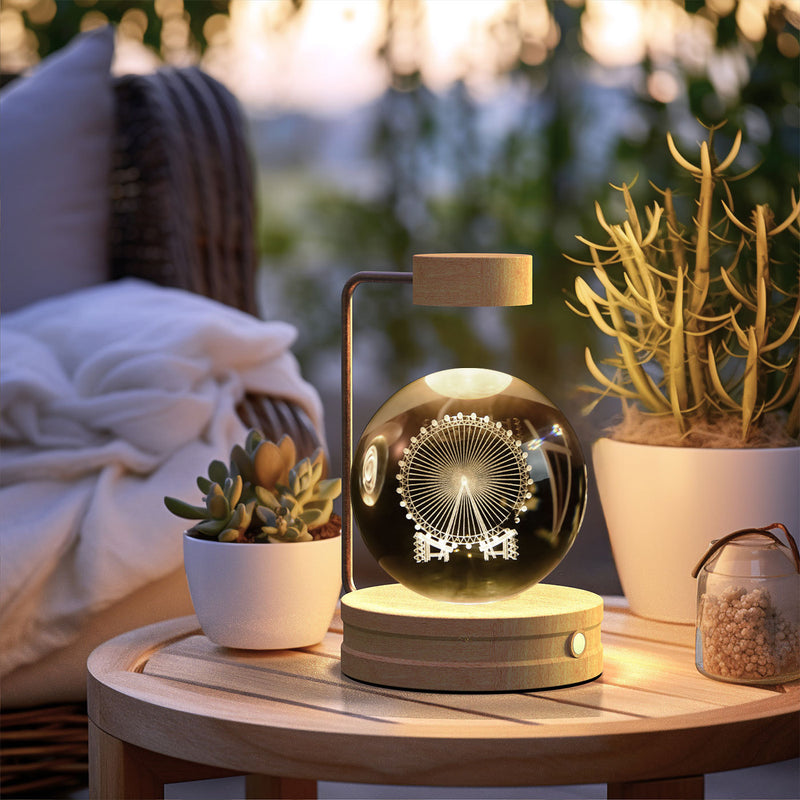Veilleuse d'intérieur en forme de dinosaure cosmique avec boule de cristal, alimentée par USB, idéale pour une table de chevet ou comme cadeau d'anniversaire