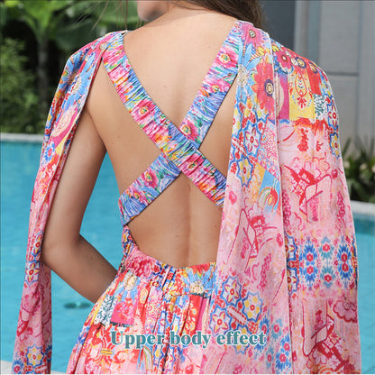 Robe à gros ourlet de style floral pour femme