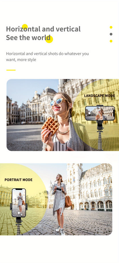 📸 Selfie Stick &amp; Trépied Compact en Aluminium – Tout-en-un avec Télécommande Sans Fil