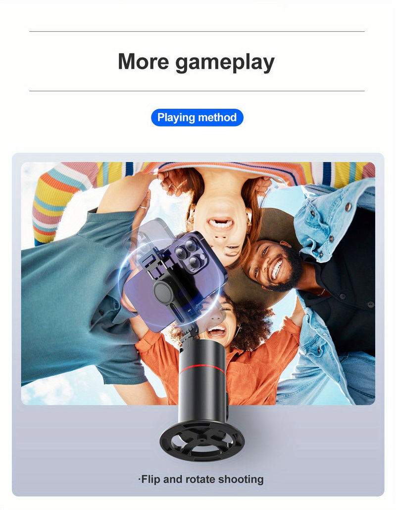 Trépied Auto Face Tracking – Votre Caméraman Personnel Support de caméra de téléphone 100 % intelligent, rotation à 360 °, support de suivi de téléphone intelligent avec contrôle gestuel à distance pour vlog, streaming, vidéo