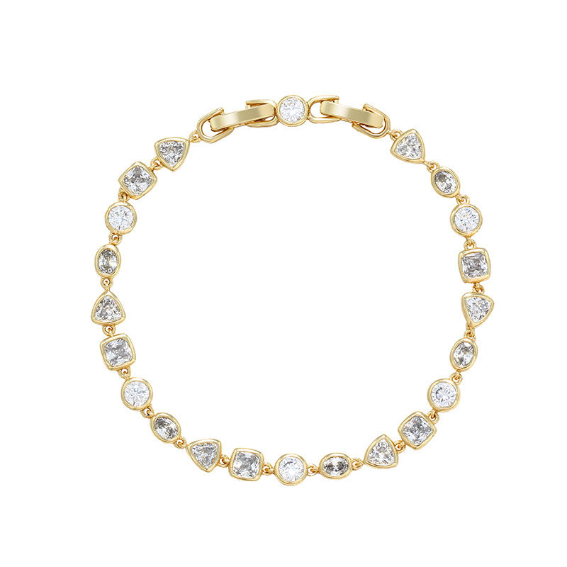 Bracelet géométrique exquis entièrement en diamants de style coréen de luxe abordable