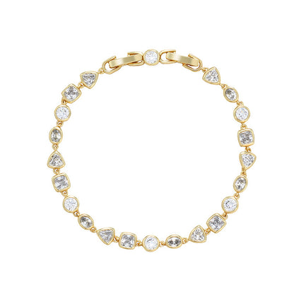 Bracelet géométrique exquis entièrement en diamants de style coréen de luxe abordable