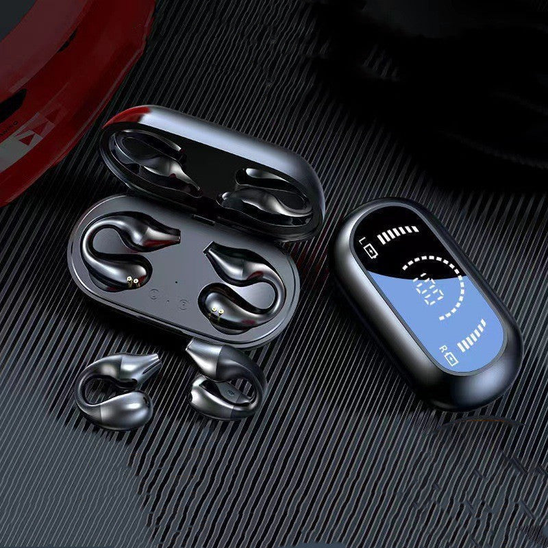 Casque d'écoute à conduction osseuse avec clip d'oreille, compatible Bluetooth 5.2, hi-fi, sans fil, tactile, mains libres, antibruit, avec micro