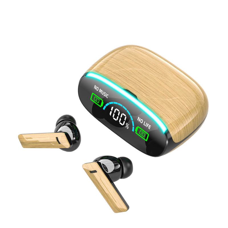 Écouteurs intra-auriculaires Bluetooth sans fil à faible latence et antibruit Wood Grain