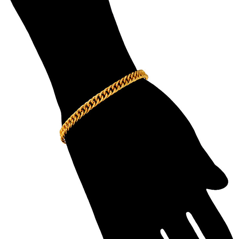 Bracelet en cuivre plaqué or pour homme et femme, bijou de couple, collier gourmette en alliage