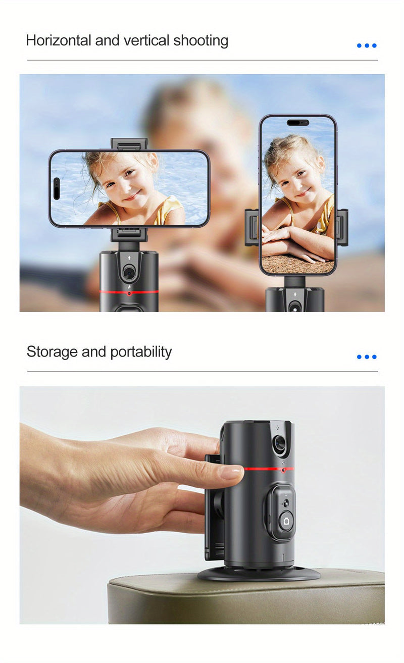Trépied Auto Face Tracking – Votre Caméraman Personnel Support de caméra de téléphone 100 % intelligent, rotation à 360 °, support de suivi de téléphone intelligent avec contrôle gestuel à distance pour vlog, streaming, vidéo