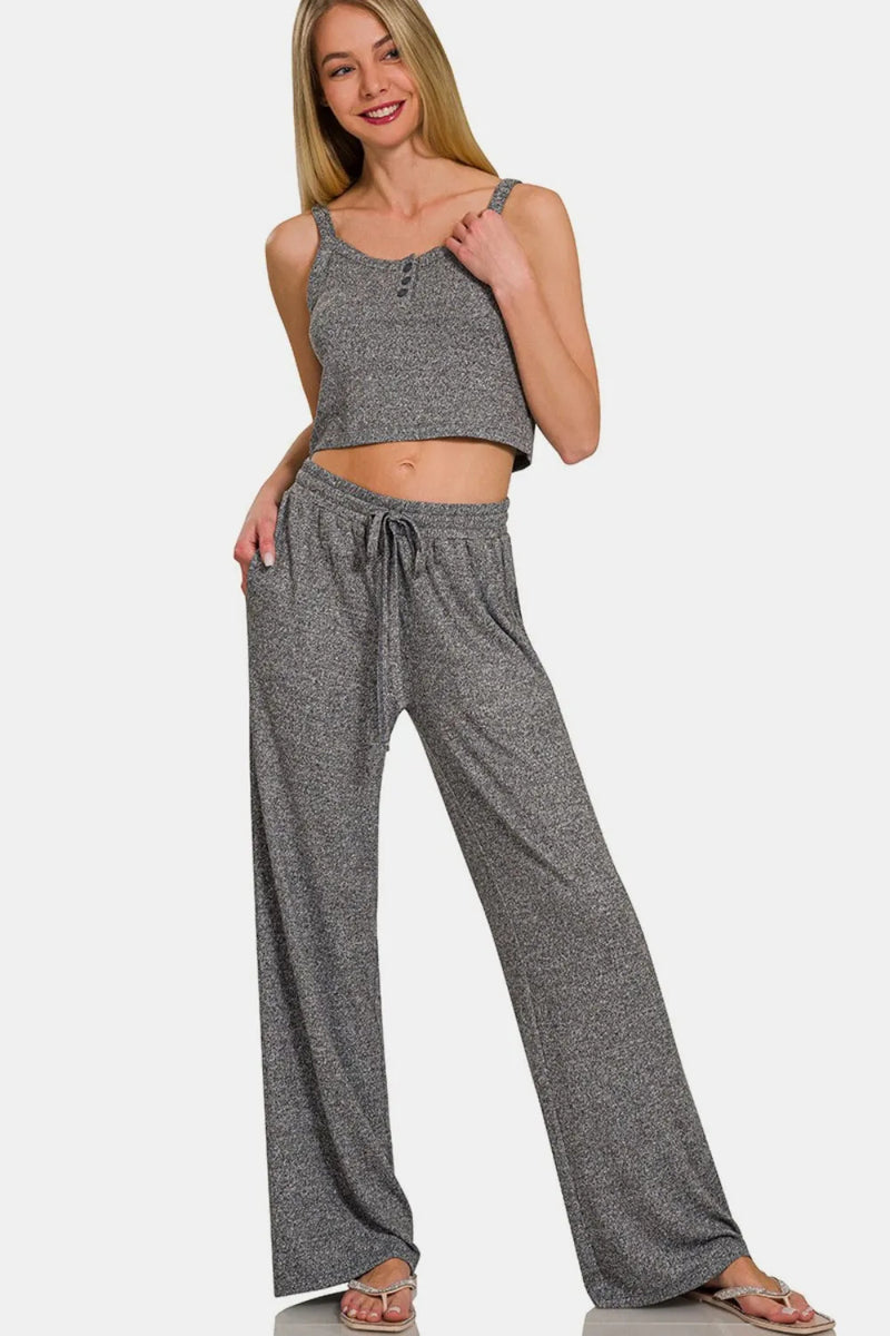 Pantalon large à cordon de serrage Zenana avec poches latérales