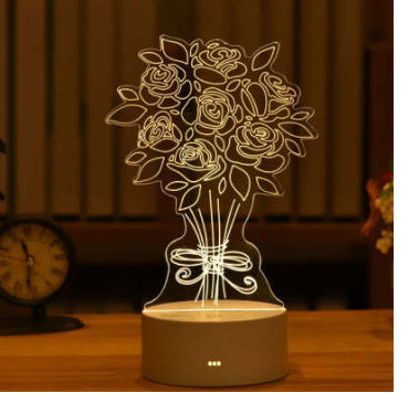 Lampe 3D en acrylique, USB, LED, veilleuse, néon, décoration de Noël, pour la maison, cadeau de Saint-Valentin