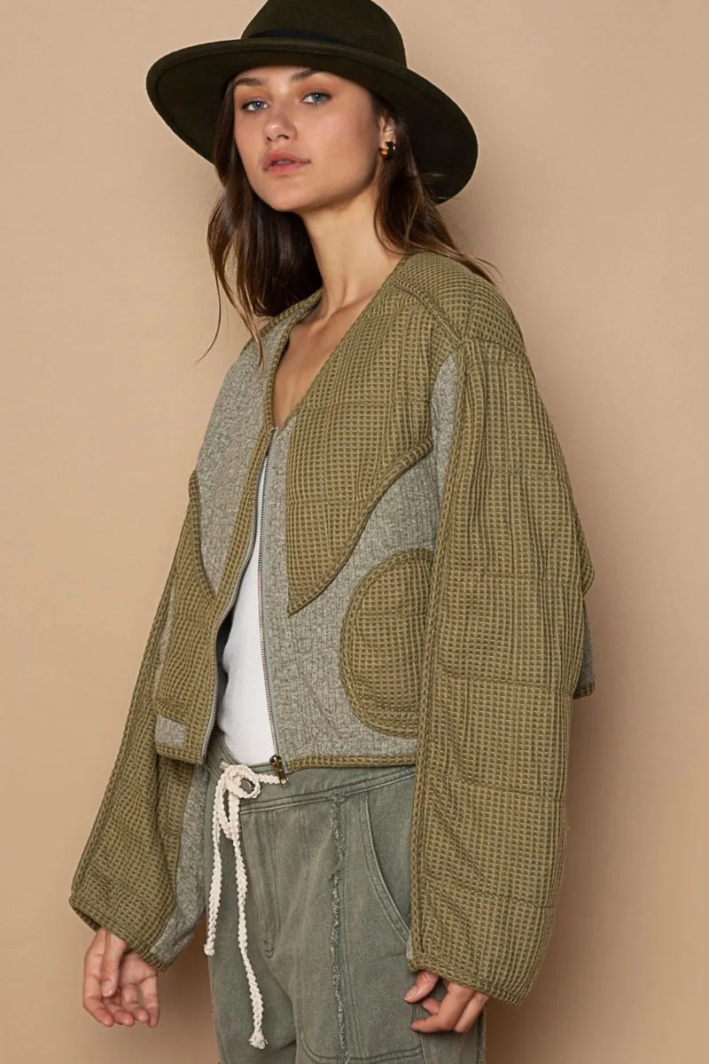 Veste matelassée en tricot avec détails en maille POL
