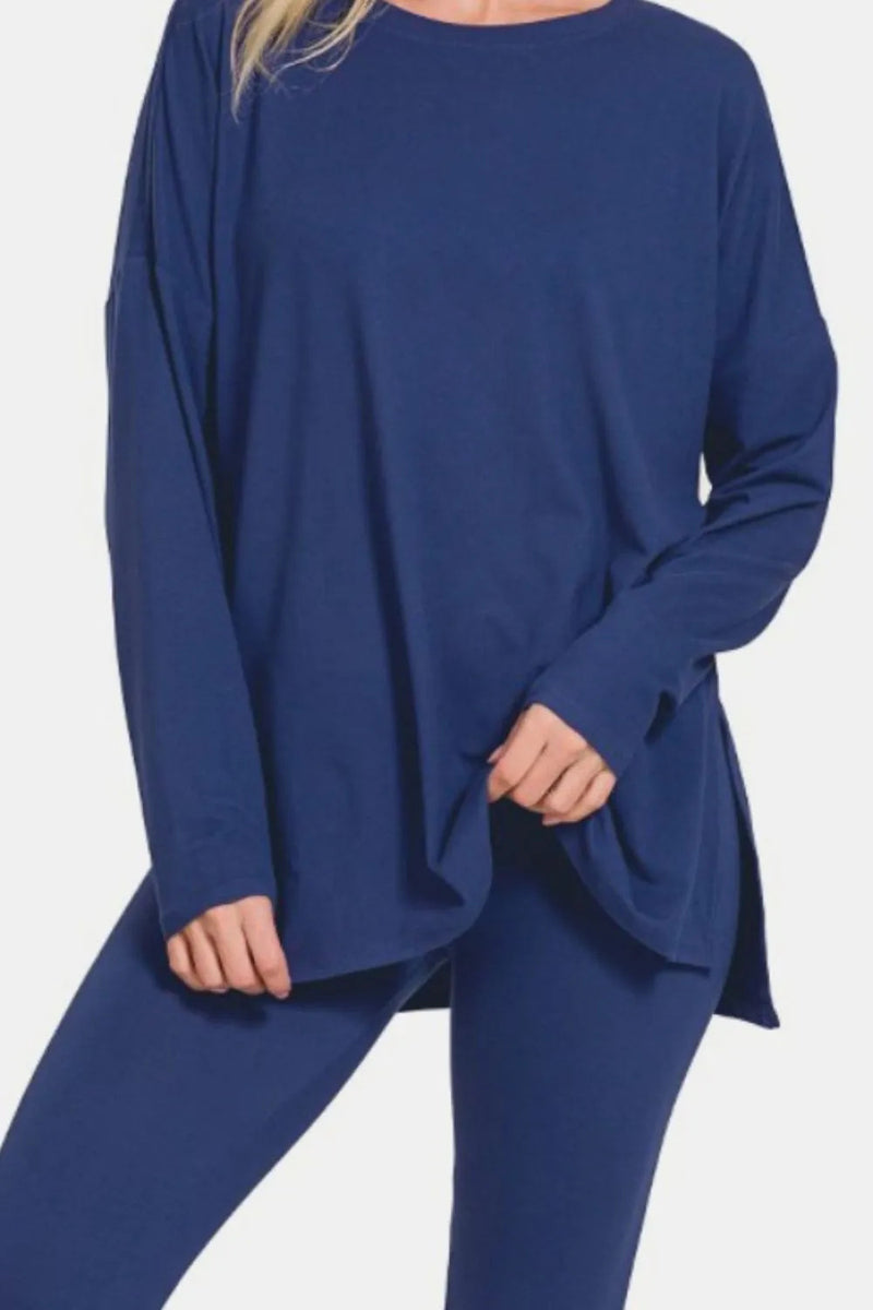 Ensemble haut et leggings Zenana en microfibre brossée pleine grandeur