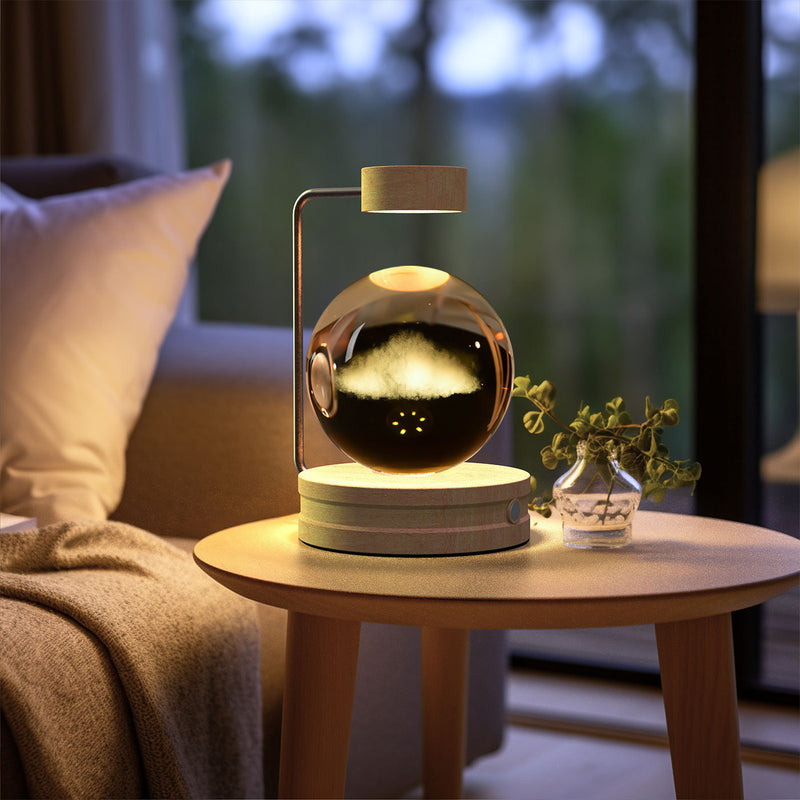 Veilleuse d'intérieur en forme de dinosaure cosmique avec boule de cristal, alimentée par USB, idéale pour une table de chevet ou comme cadeau d'anniversaire