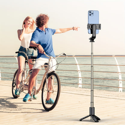 📸 Selfie Stick &amp; Trépied Compact en Aluminium – Tout-en-un avec Télécommande Sans Fil
