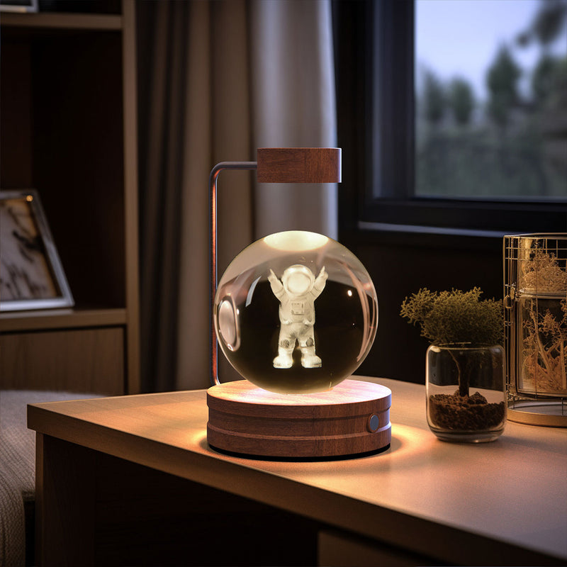 Veilleuse d'intérieur en forme de dinosaure cosmique avec boule de cristal, alimentée par USB, idéale pour une table de chevet ou comme cadeau d'anniversaire