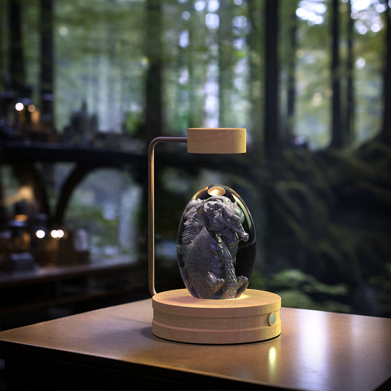 Veilleuse d'intérieur en forme de dinosaure cosmique avec boule de cristal, alimentée par USB, idéale pour une table de chevet ou comme cadeau d'anniversaire
