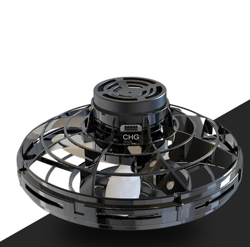 Mini jouet interactif de décompression gyroscopique du bout des doigts, drone LED de type OVNI, hélicoptère volant, jouet rotatif pour enfants