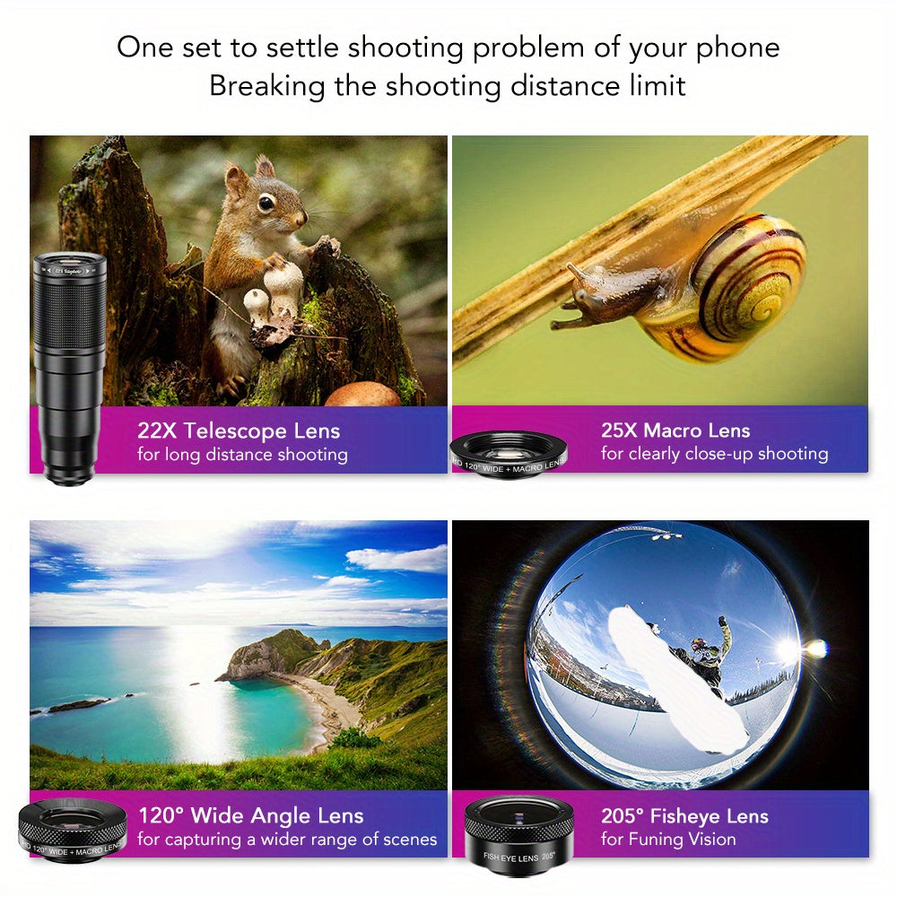 📸🔭 Kit APEXEL HD 22X Zoom – Transformez votre Smartphone en Caméra Pro !