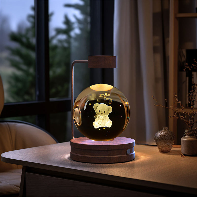 Veilleuse d'intérieur en forme de dinosaure cosmique avec boule de cristal, alimentée par USB, idéale pour une table de chevet ou comme cadeau d'anniversaire