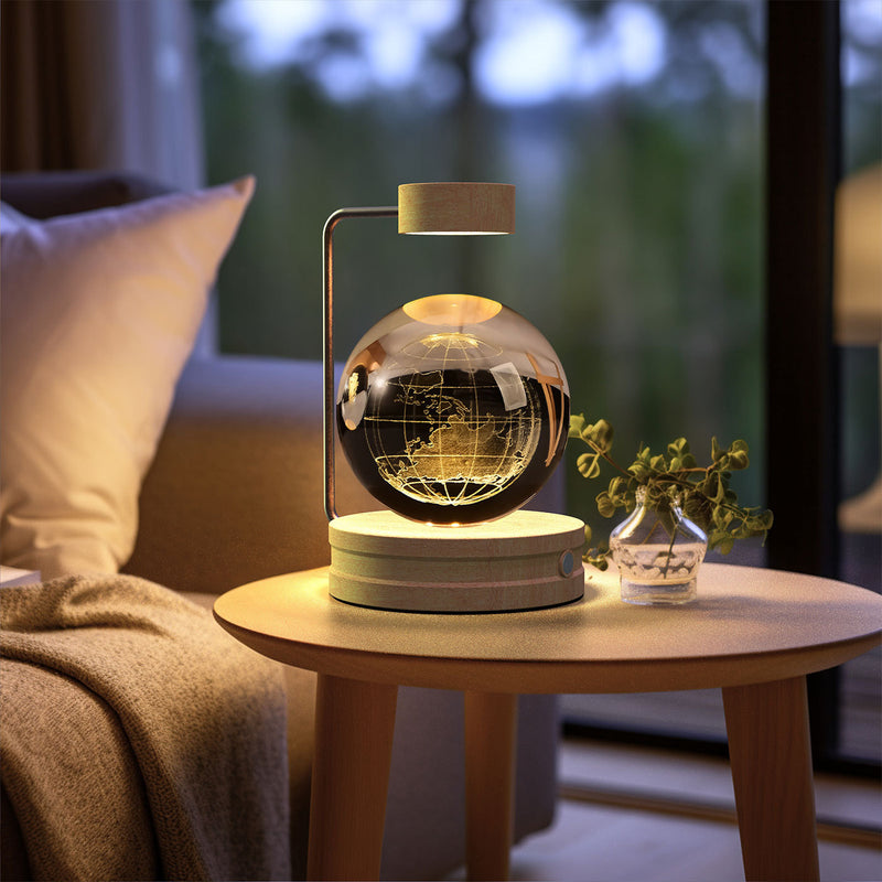 Veilleuse d'intérieur en forme de dinosaure cosmique avec boule de cristal, alimentée par USB, idéale pour une table de chevet ou comme cadeau d'anniversaire