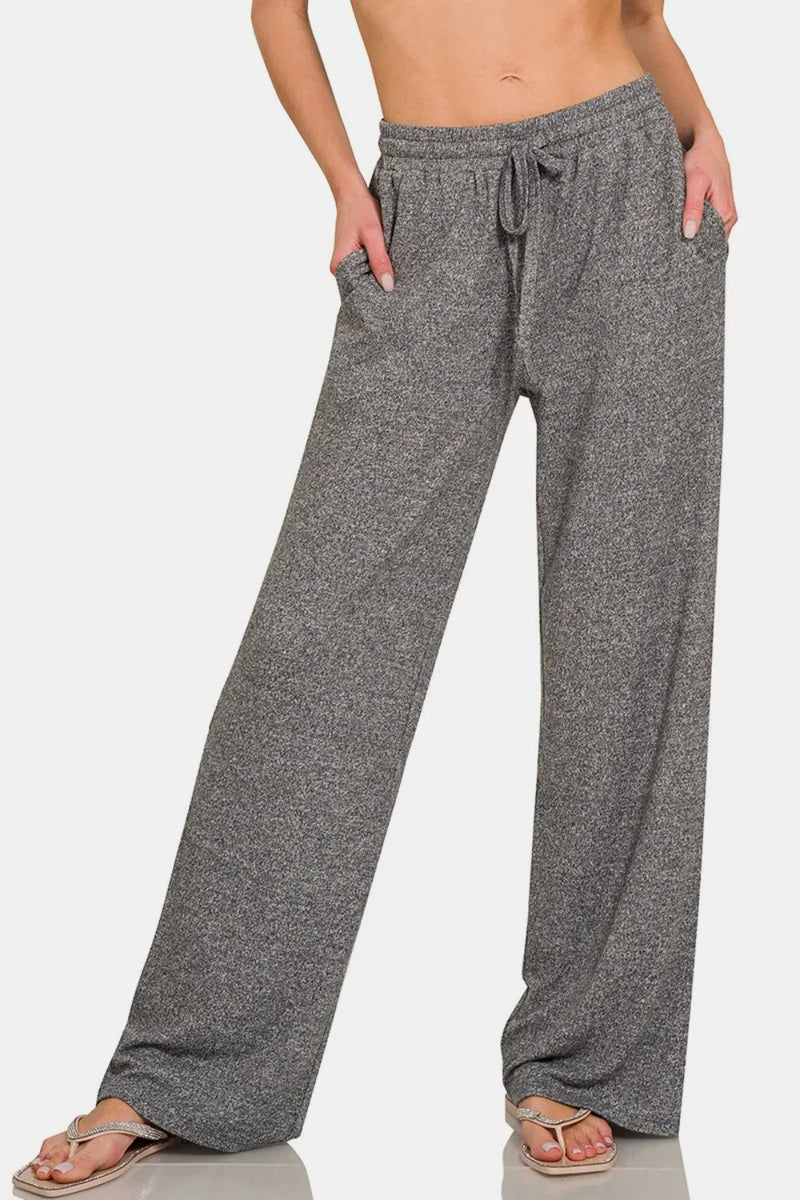 Pantalon large à cordon de serrage Zenana avec poches latérales