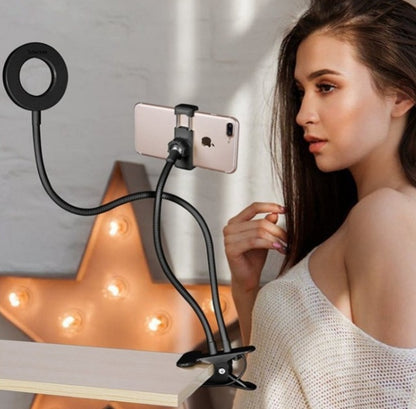Anneau lumineux LED pour selfie, éclairage de maquillage réglable en direct, support de 8 cm