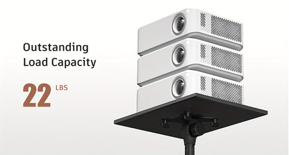 Trépied de projecteur réglable en hauteur (23,5" à 46,5") avec col de cygne et support pour téléphone et ordinateur portable.