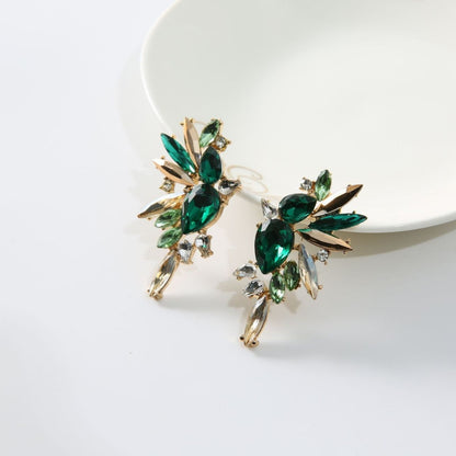 Boucles d'oreilles géométriques en verre, luxueuses et colorées, entièrement ornées de bijoux