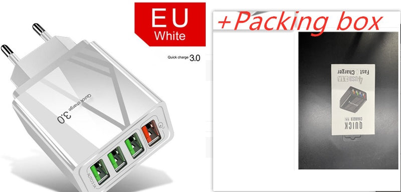 Chargeur de téléphone portable 4 USB éclairé, tête de charge 3 A