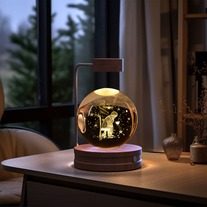Veilleuse d'intérieur en forme de dinosaure cosmique avec boule de cristal, alimentée par USB, idéale pour une table de chevet ou comme cadeau d'anniversaire