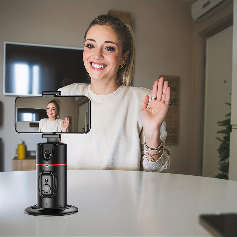 Trépied Auto Face Tracking – Votre Caméraman Personnel Support de caméra de téléphone 100 % intelligent, rotation à 360 °, support de suivi de téléphone intelligent avec contrôle gestuel à distance pour vlog, streaming, vidéo