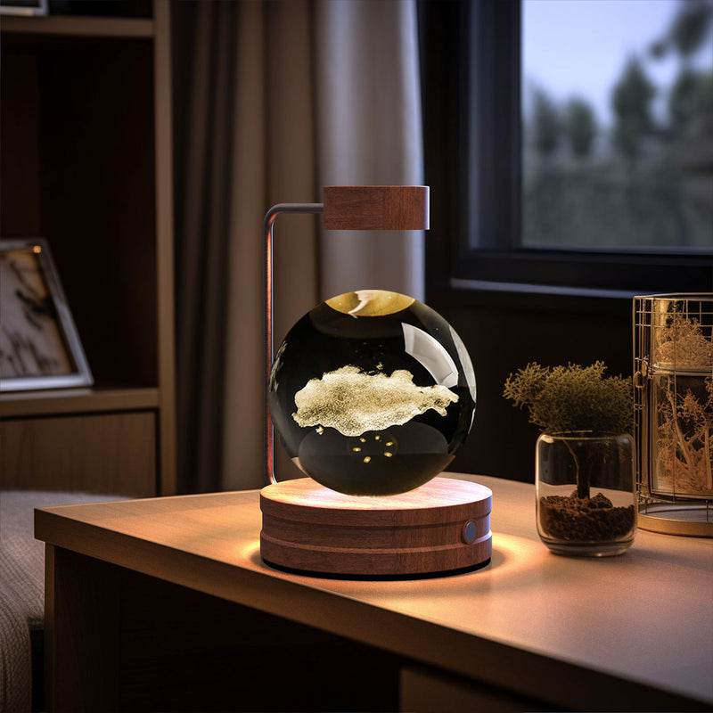 Veilleuse d'intérieur en forme de dinosaure cosmique avec boule de cristal, alimentée par USB, idéale pour une table de chevet ou comme cadeau d'anniversaire