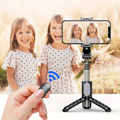 📸 Selfie Stick &amp; Trépied Compact en Aluminium – Tout-en-un avec Télécommande Sans Fil