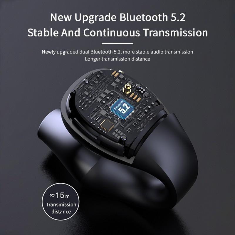 Casque d'écoute à conduction osseuse avec clip d'oreille, compatible Bluetooth 5.2, hi-fi, sans fil, tactile, mains libres, antibruit, avec micro