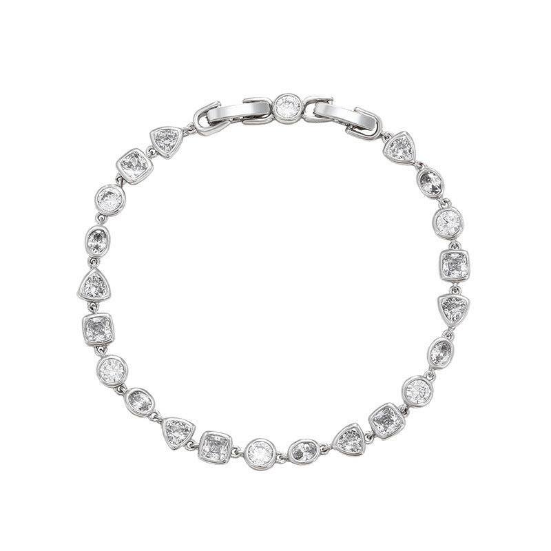 Bracelet géométrique exquis entièrement en diamants de style coréen de luxe abordable