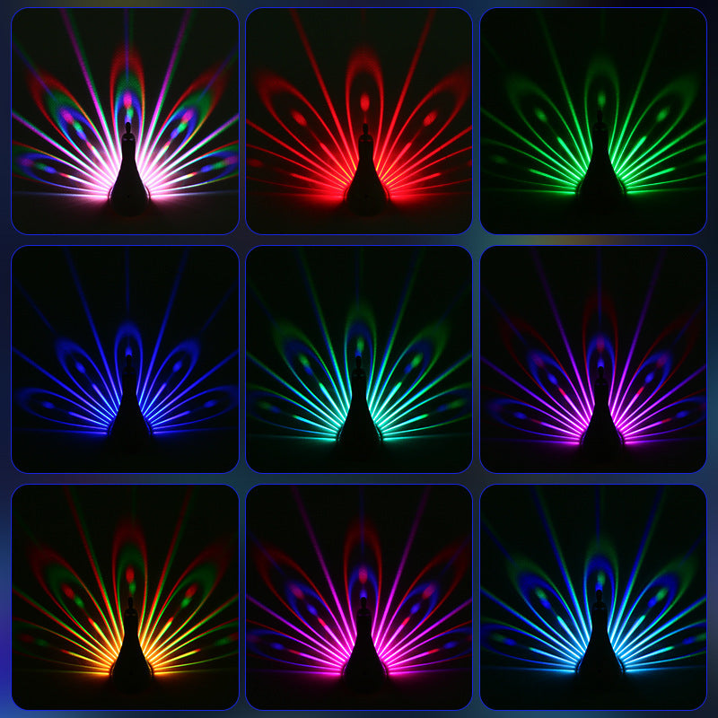 Applique murale paon colorée, éclairage d'ambiance moderne et créatif, luminaire 3D en forme d'animal, luminaire décoratif pour chambre à coucher