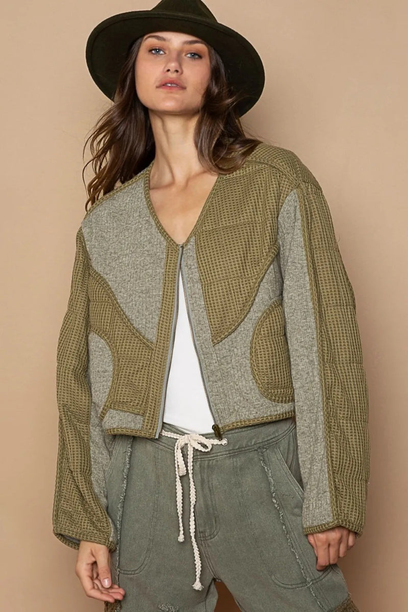 Veste matelassée en tricot avec détails en maille POL