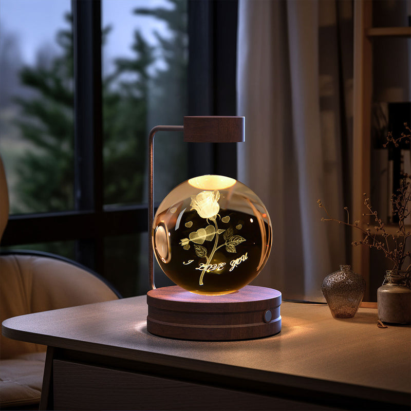 Veilleuse d'intérieur en forme de dinosaure cosmique avec boule de cristal, alimentée par USB, idéale pour une table de chevet ou comme cadeau d'anniversaire